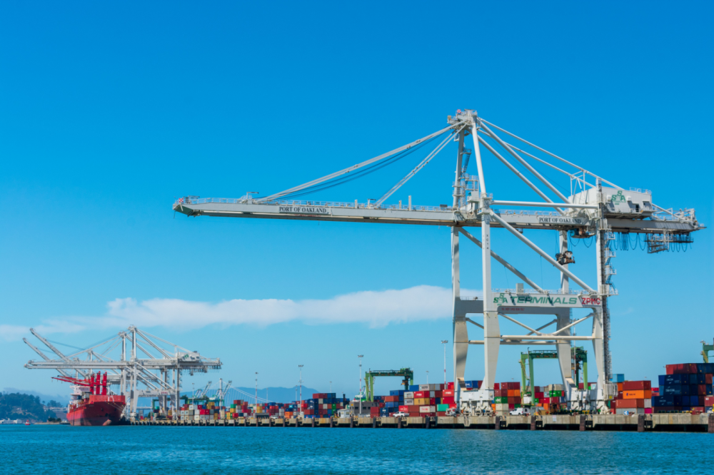 Crane at container terminal