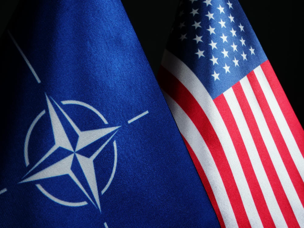 image US and NATO flags