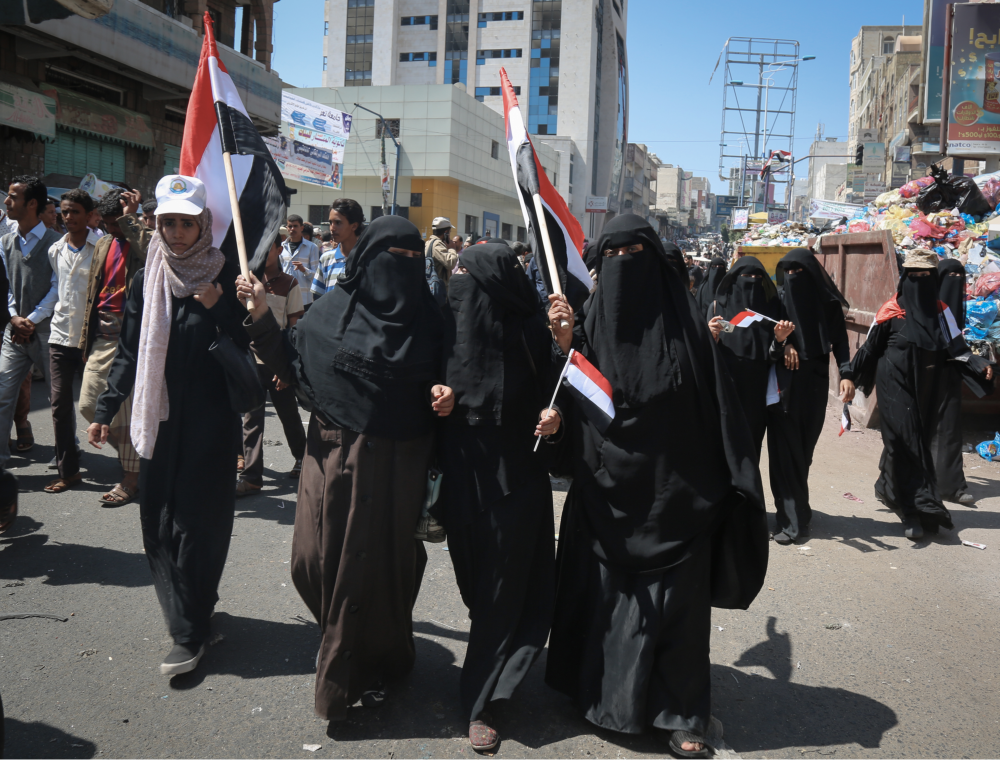 women protesting Yemen