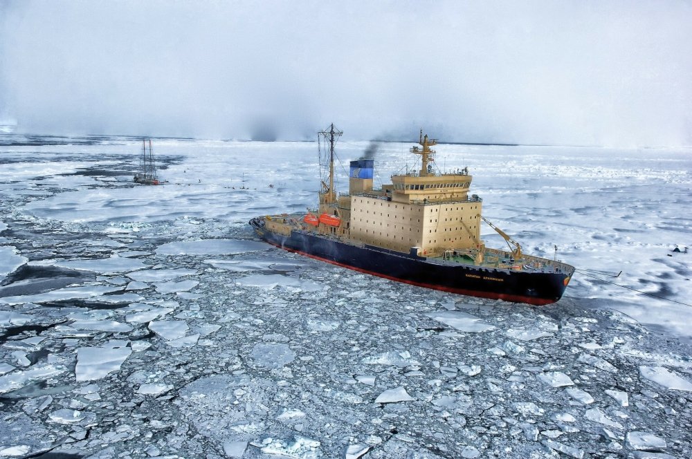 A boat in the Arctic Ocean