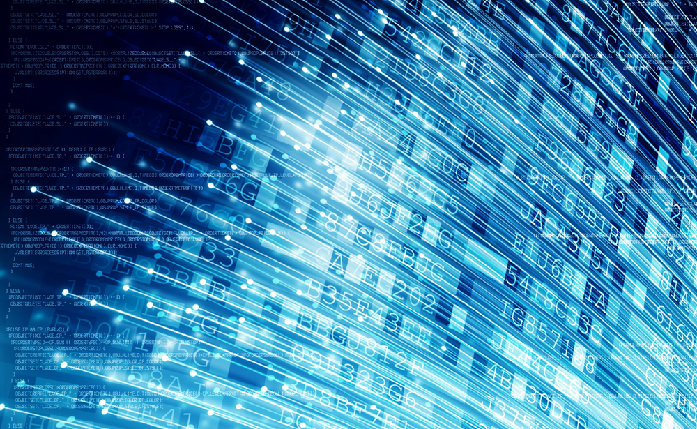 Internet data transmission via fiber optics concept