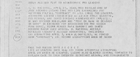 Amembassy Santo Domingo, “Alleged Plot to Assassinate PRD Leaders.”