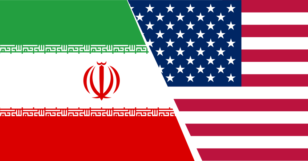 US-Iran flags