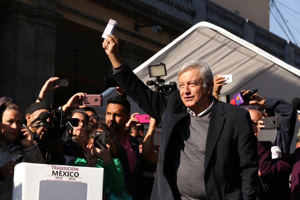 AMLO casting his vote in 2018.