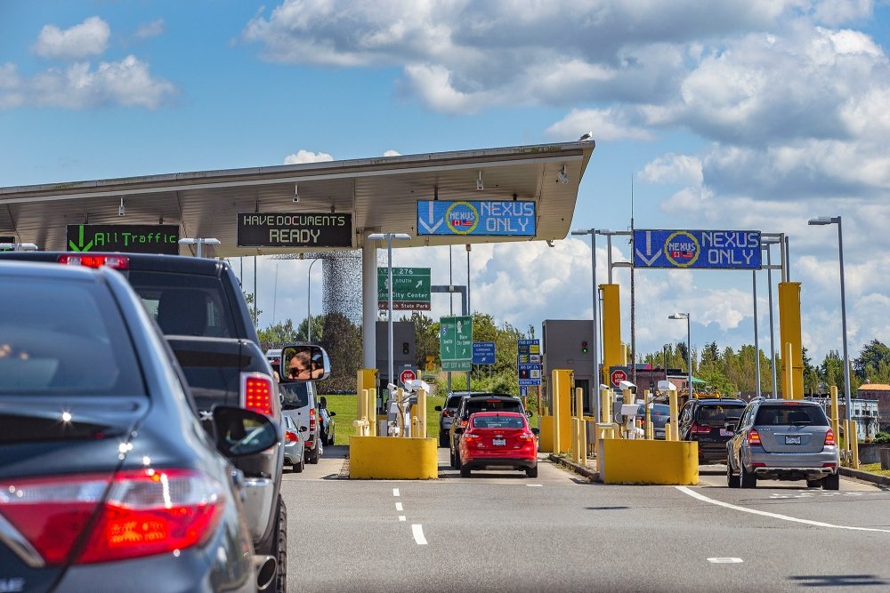 US/Canada Border Crossing, Peace Arch, Washington state, USA