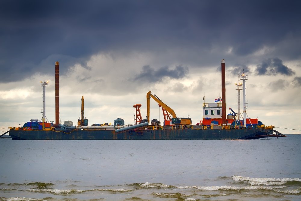 Construction of offshore section of gas pipeline on bottom of Baltic sea Nord stream-2.