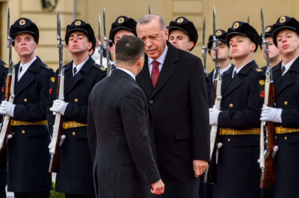 Turkish President Recep Erdogan and Ukrainian President Vladimir Zelensky in Kyiv, Ukraine February 3, 2020