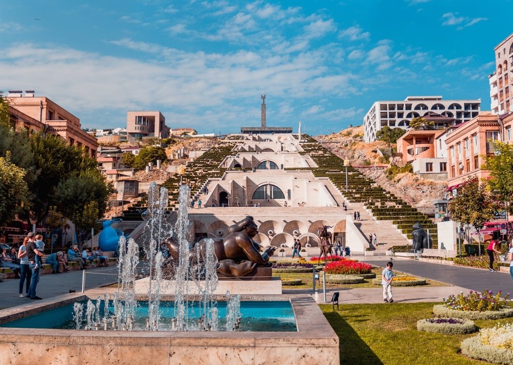 September 2019. View of the Yerevan Cascade park. Yerevan city. Armenia.