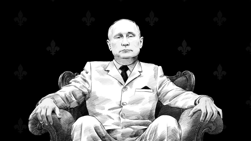 Illustration of Putin in an armchair 