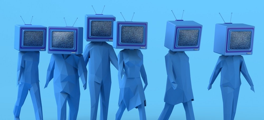Image human bodies with TV heads