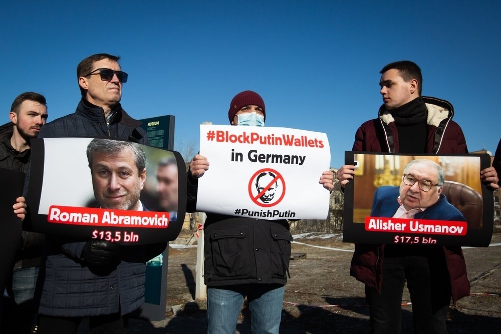 Activists holding signs