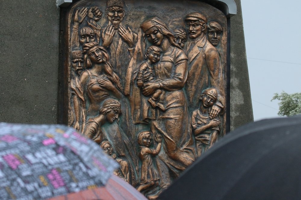 Detail from monument to the deportation of Crimean Tatars