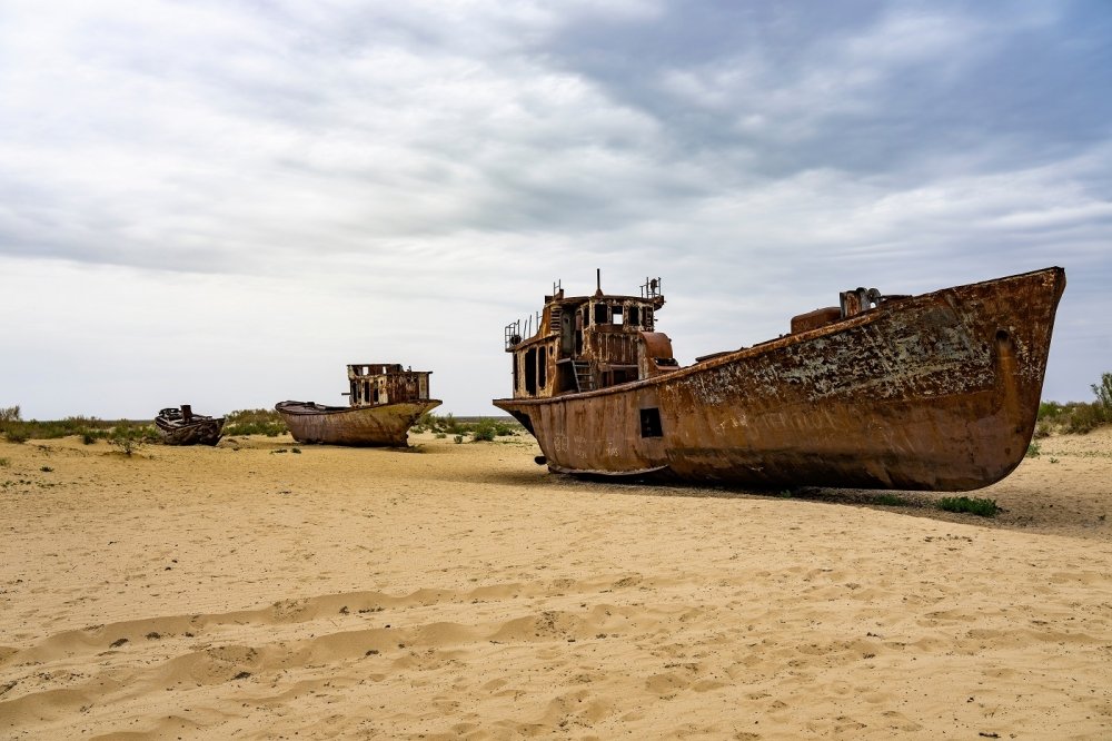 Aral sea boat graveyard