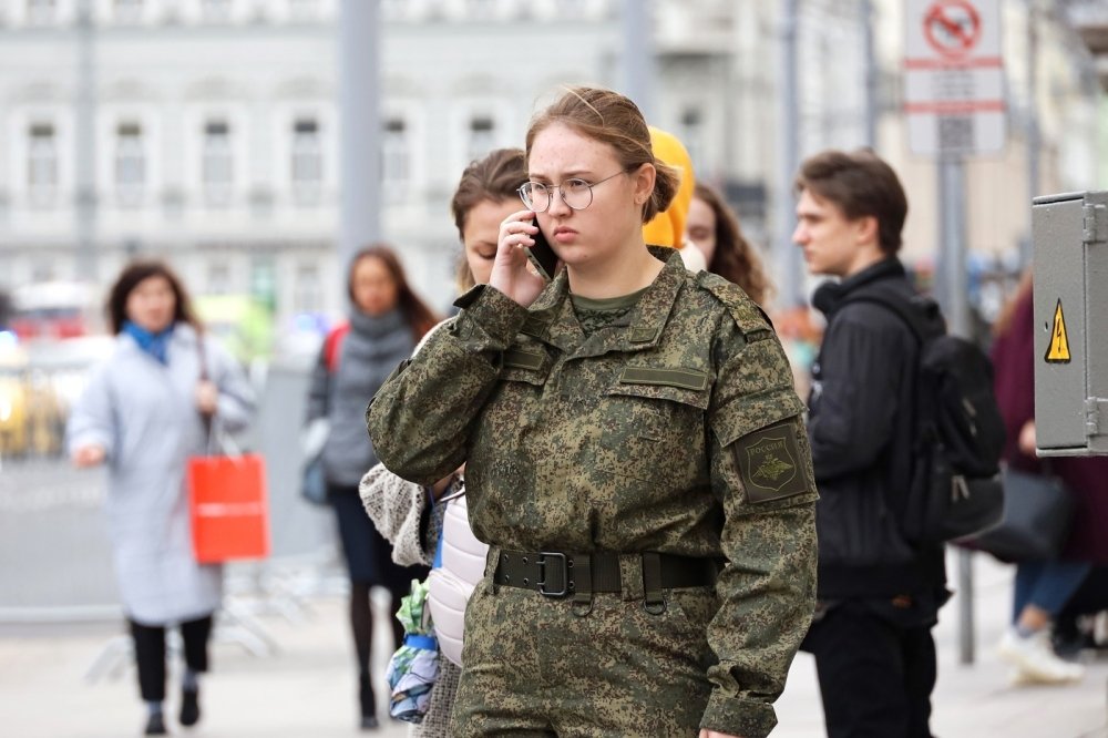 Russian Soldier talking on a phone