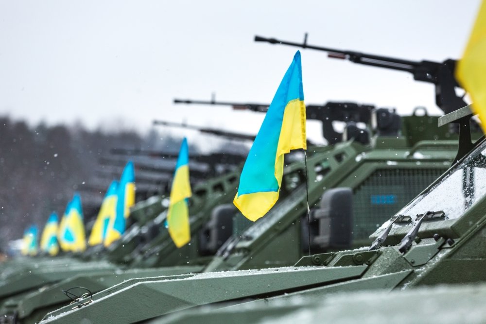 Military and armored vehicles at the International Center for Peacemaking and safety before transferring it into zone of military conflict