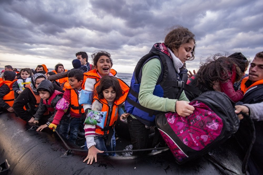 Refugees on a boat