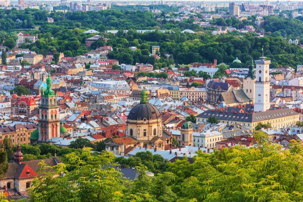 Lviv, city view, historical city center, Ukraine, Western Ukraine