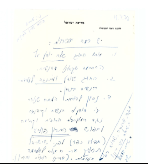 Handwritten notes, letters, and protocols, all related to Israel’s nuclear program in the 1960s and 1970s handwritten notes, letters, and protocols, all related to Israel’s nuclear program in the 1960s and 1970s