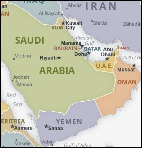 Iran to Yemen map