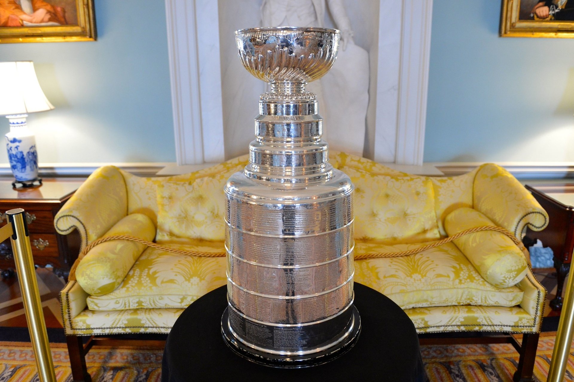 The Stanley Cup on display at the US Department of State 