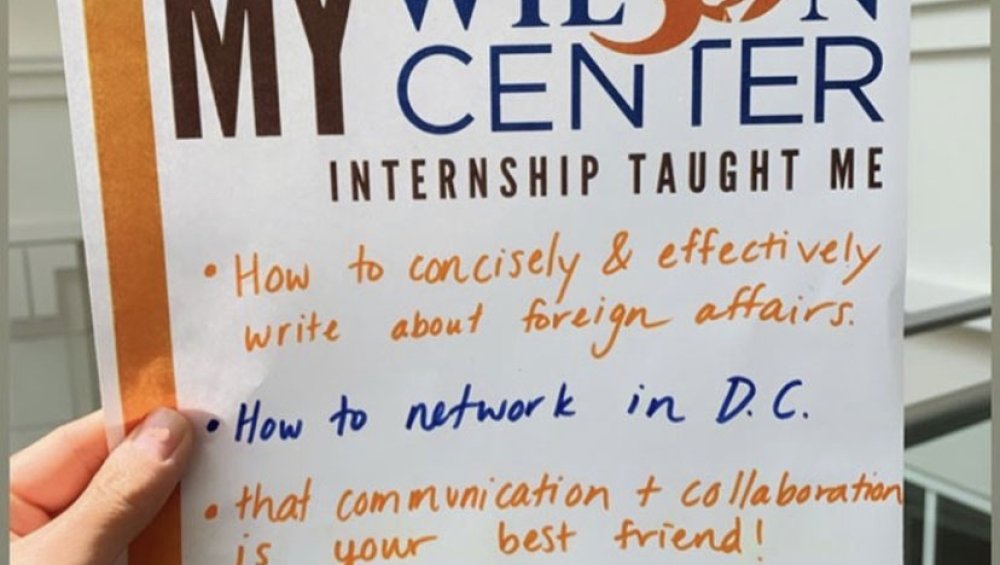 Instagram post of lessons from a Wilson Center internship