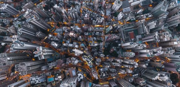 Aerial view of Hong Kong Downtown, Republic of China.