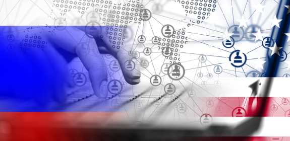 Russian hacking USA. Concept of hacking into the computer.