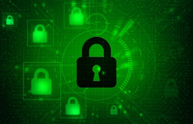 Padlock on a green digital background