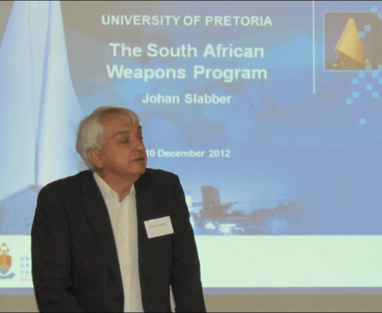 Johan Slabber presents on the South African Nuclear Weapons Program
