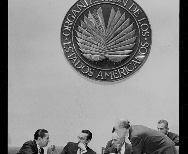 OAS representatives discuss Cuba on the morning of October 23, 1962 (Source: Library of Congress,  ppmsca 41046)