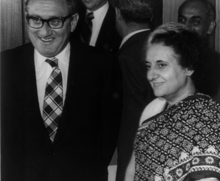 U.S. Secretary of State Henry Kissinger with Indian Prime Minister, October 1974. Source: Library of Congress cph.3b13867/Wikimedia Commons.