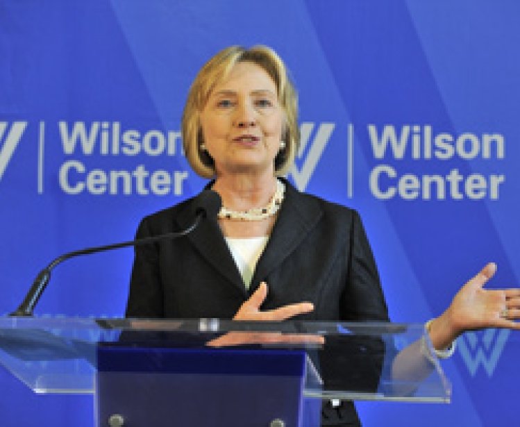 Hillary Clinton speaking at the Wilson Center