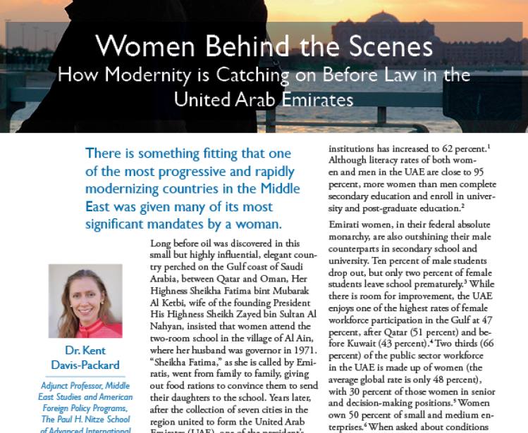 Women Behind the Scenes: How Modernity is Catching on Before Law in the United Arab Emirates