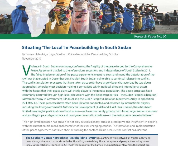 Narrowing the Gap between Local and International Peacebuilding Efforts in South Sudan