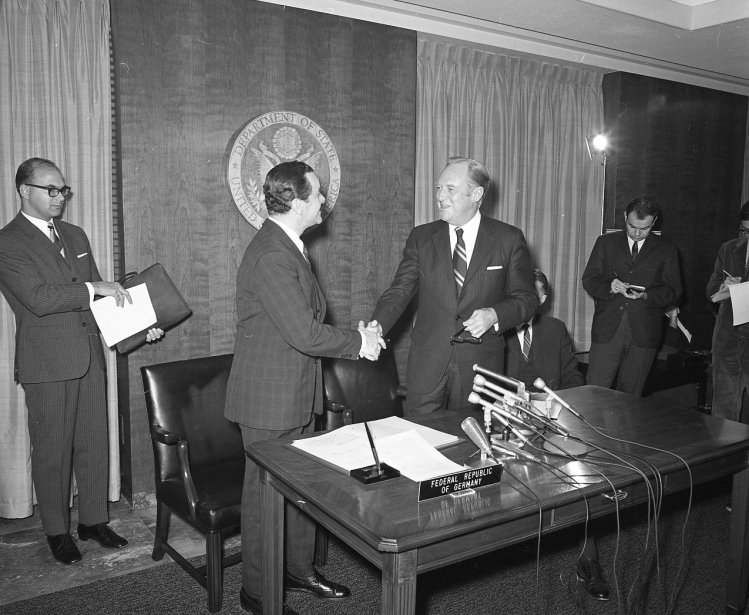 Photogrpah Taken During the Signing of the Non-Proliferation Treaty between the United States and Germany