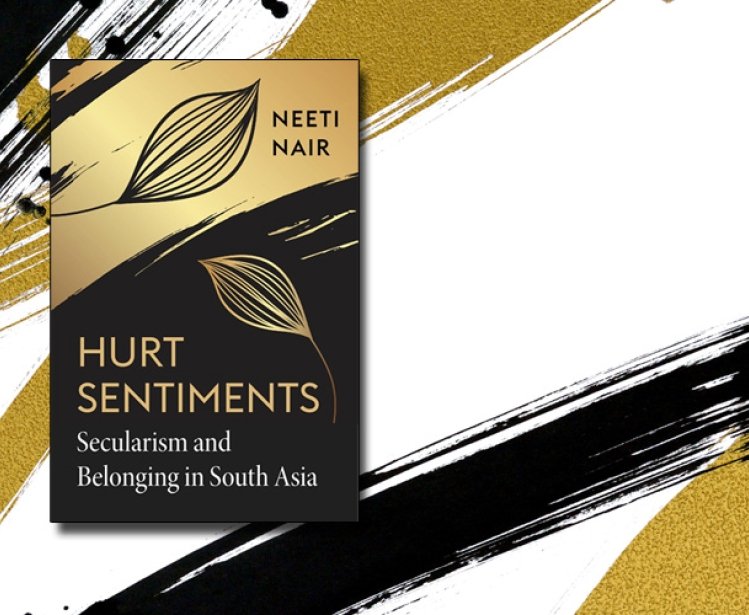 The book cover for Hurt Sentiments on a background with black and gold paint splashes.