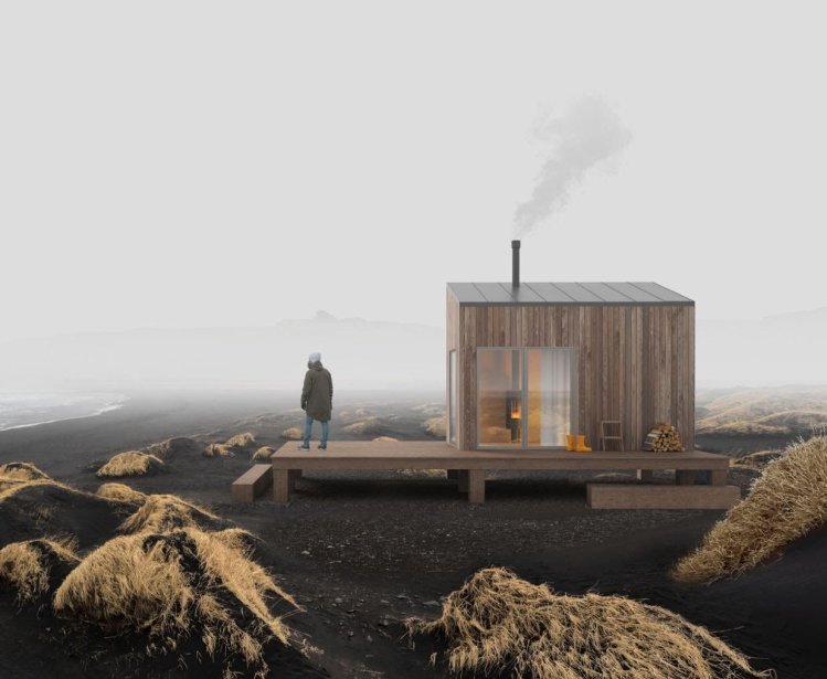 A small folding house, designed by Gennady Bakunin to help house displaced migrants