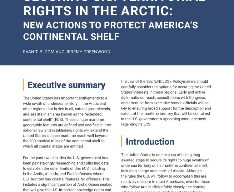 Bloom Report Cover (Securing US Territorial Rights in Arctic)