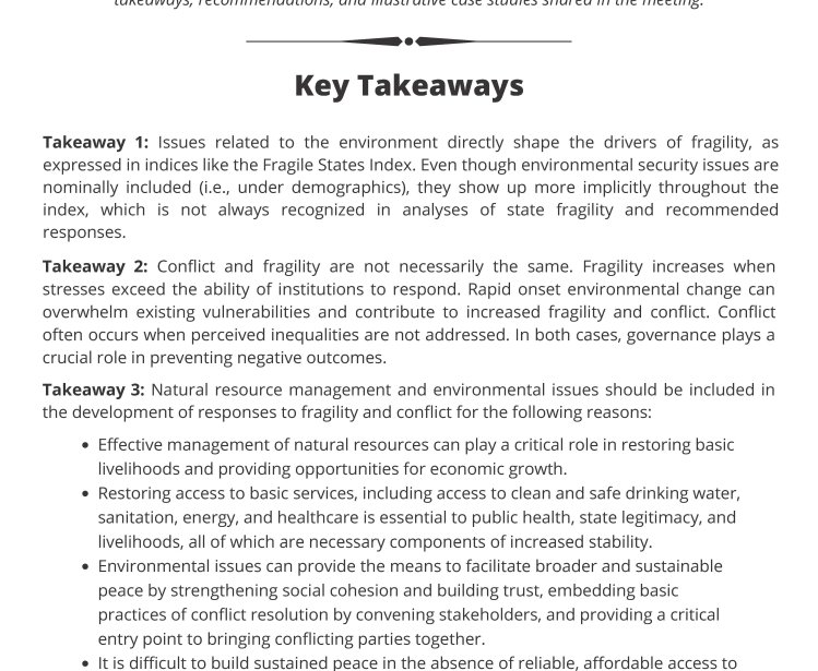 Environmental Security and the Global Fragility Act Policy Brief Cover