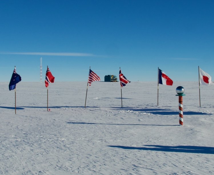 Flags around South Pole