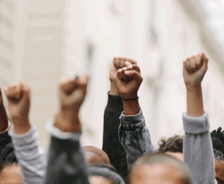 Arms Raised in Protest