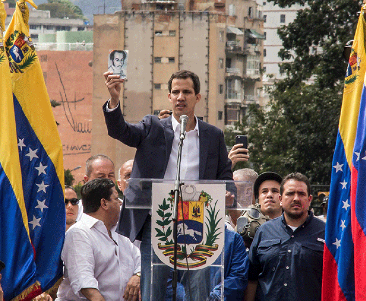 Juan Guaido speaking at a rally