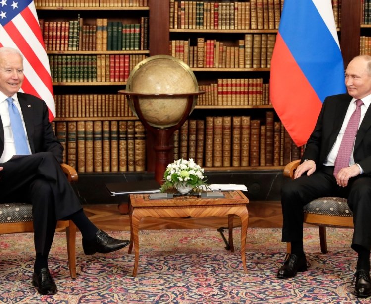 President Joe Biden sits with Russian President Vladimir Putin, 16 June 2021