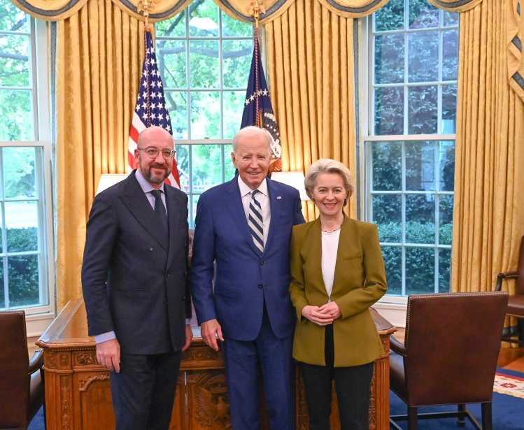 European Council President Charles Michel, US President Joe Biden and European Commission President Ursula von der Leyen
