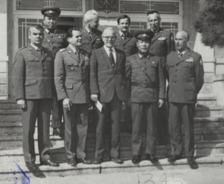 Photograph of North Koreans and Polish officers at Panmunjom