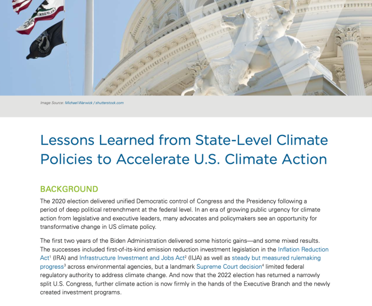 Lessons Learned from State-Level Climate Policies to Accelerate US Climate Action.