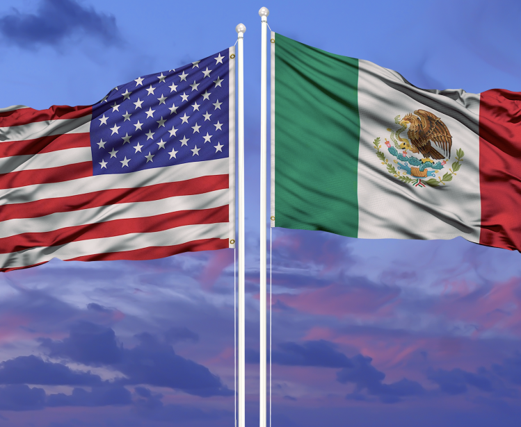 U.S. and Mexico flags
