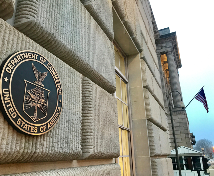 Department of Commerce seal on headquarter's building