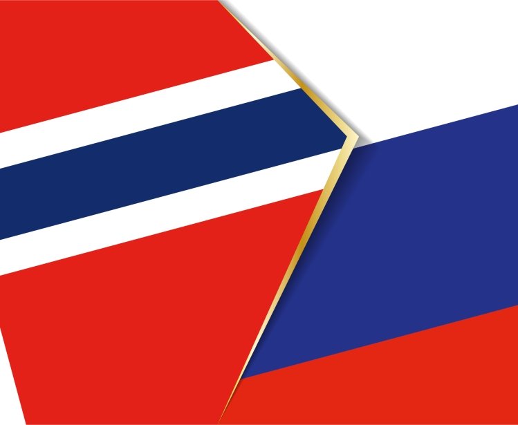 Vector image of Norwegian and Russian flags