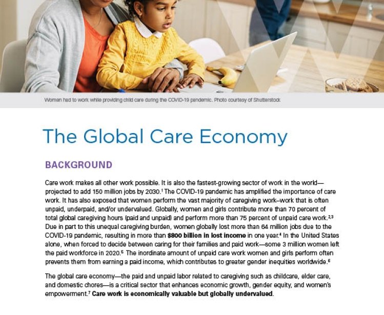 First page of Global Health and Gender Policy Brief April 2022